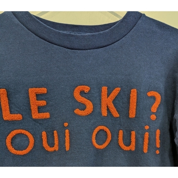 J. Crew Navy Le Ski? Oui Oui Terry Embroidered Crewneck Sweatshirt XXS - Picture 7 of 8